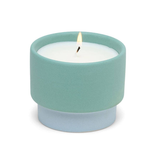 Colour Block Ceramic Candle  - Green - Saltwater Suede