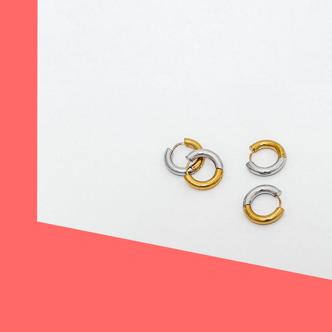 L'AMOUR LIVING Silver & Gold Hoop Earrings