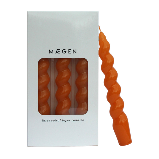 MÆGEN Spiral Taper Candles - 3 Pack - Tangerine