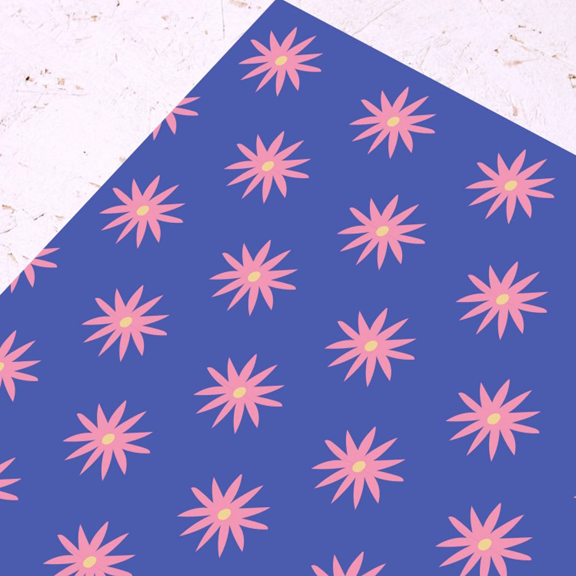 Rumble Cards Blue Flowers Wrapping Paper