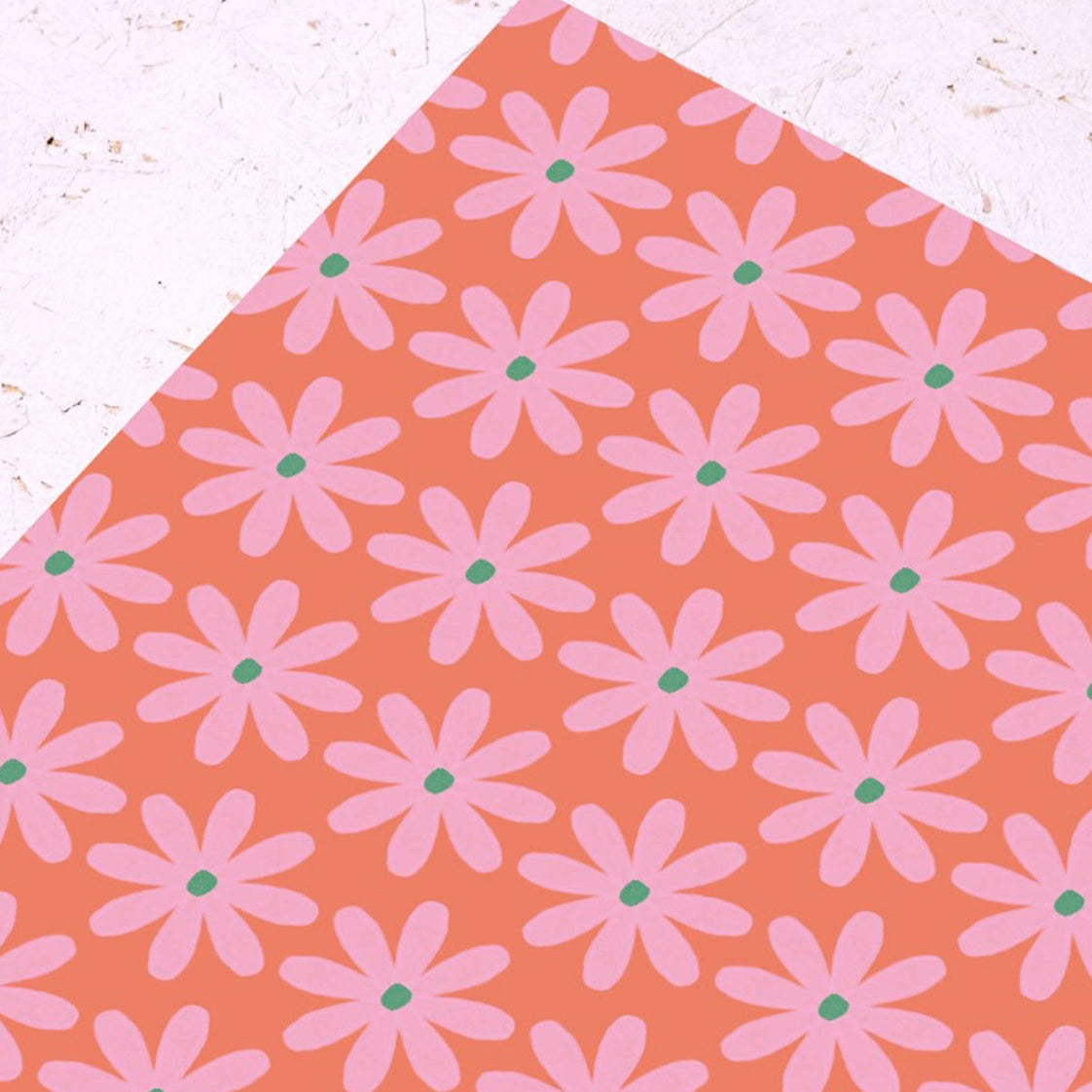 Rumble Cards Pink & Orange Flowers Wrapping Paper